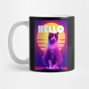 Hello Synthwave Retro Cat Mug